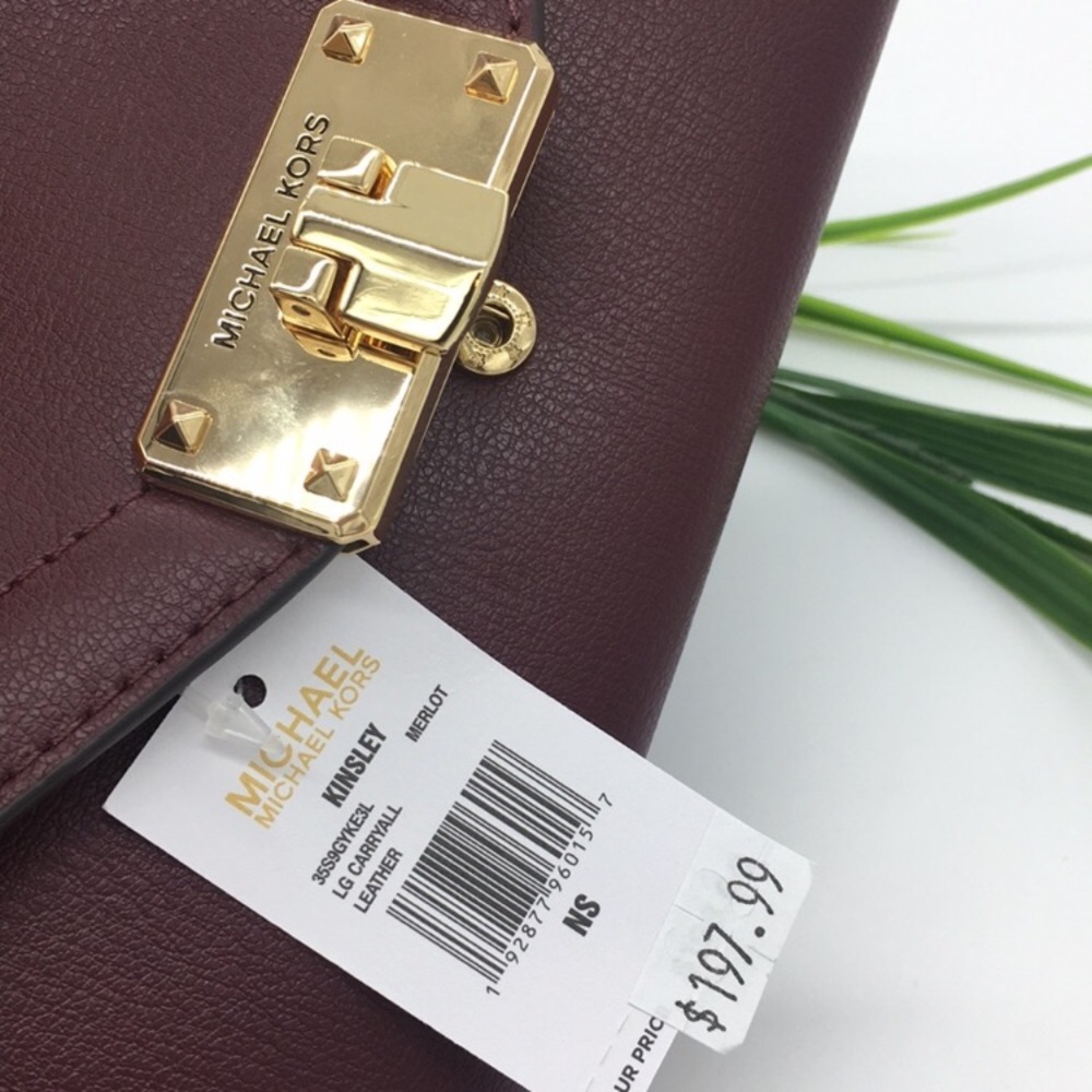 Michael Kors KINSLEY LG Carryall Leather Merlot - Picture 4 of 8